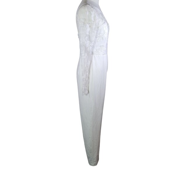 Lulus Write Your Own Romance White Embroidered Long Sleeve Jumpsuit Size S - Picture 4 of 5